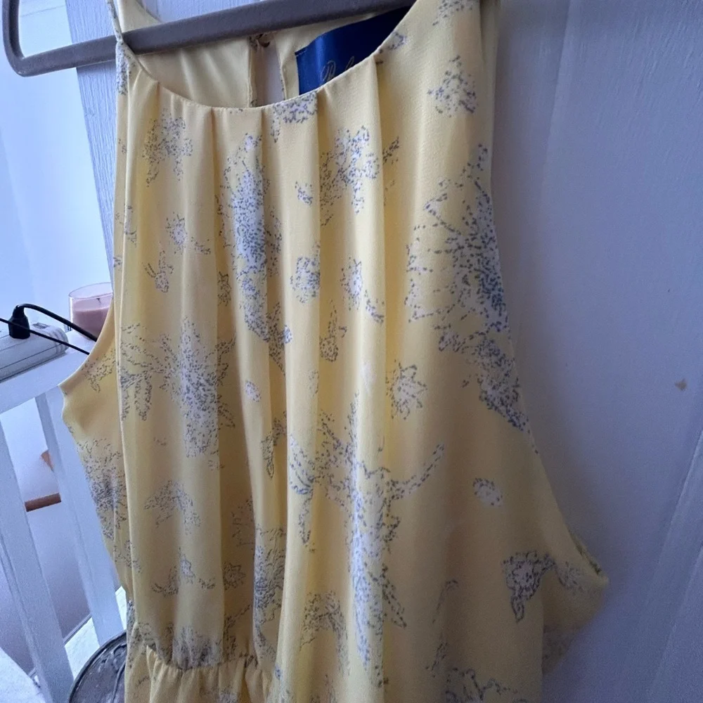 NWOT BLUE RAIN Yellow Sleeveless Dress w/Floral Print and Elastic Waist, Flared - Picture 3 of 14